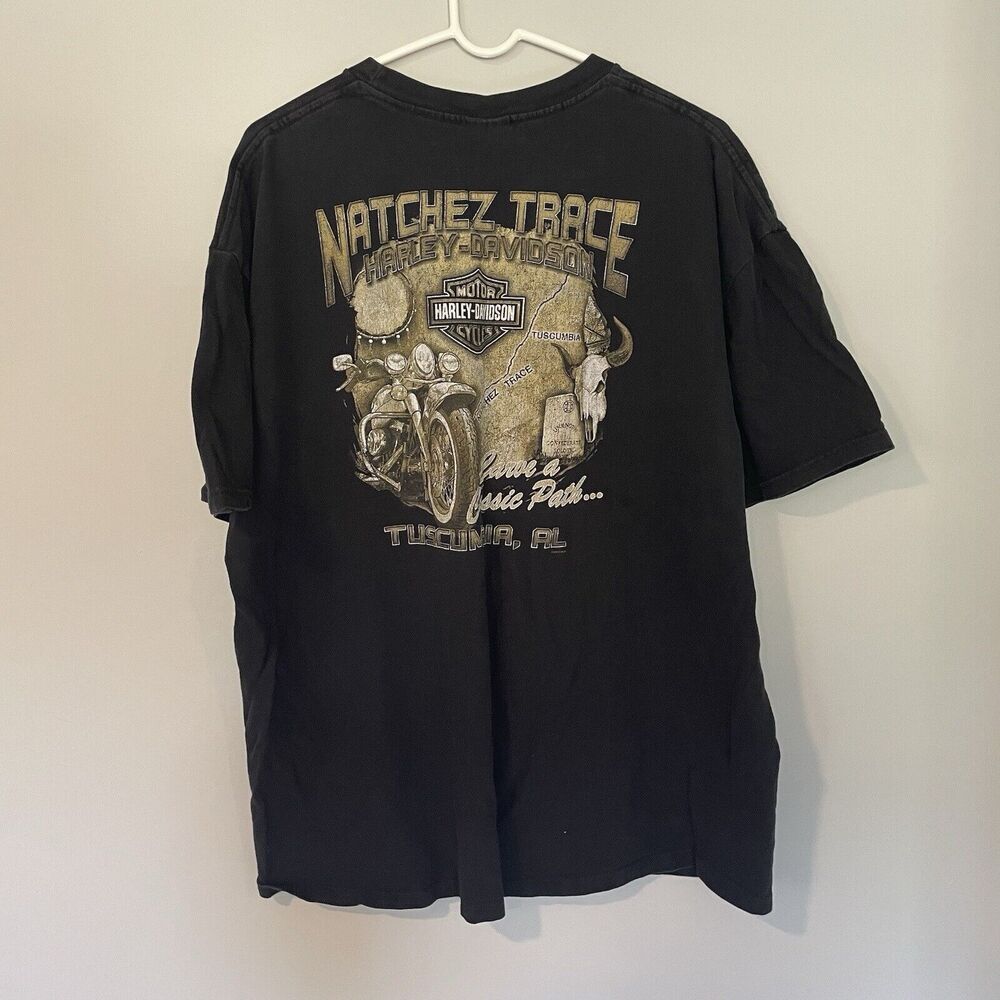 Harley Davidson TShirt Mens Black 2XL Natchez Trace‎ Tuscumbia Genuine Legendary - Picture 2 of 8
